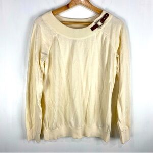 Lauren Ralph Lauren 100% Cotton Horse Bit Pullover Sweater‎ Shirt Cream Size XL